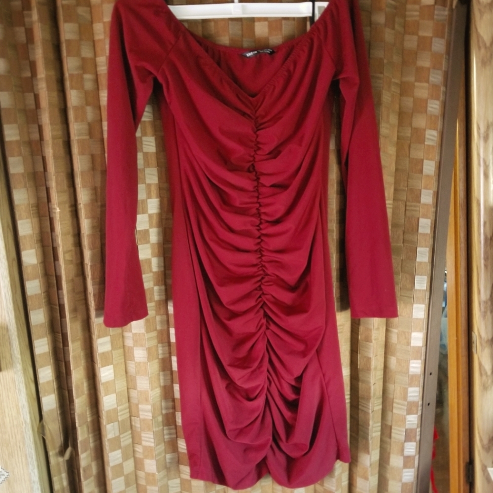 Shein off shoulder Ruched Bodycon - Picture 3 of 4